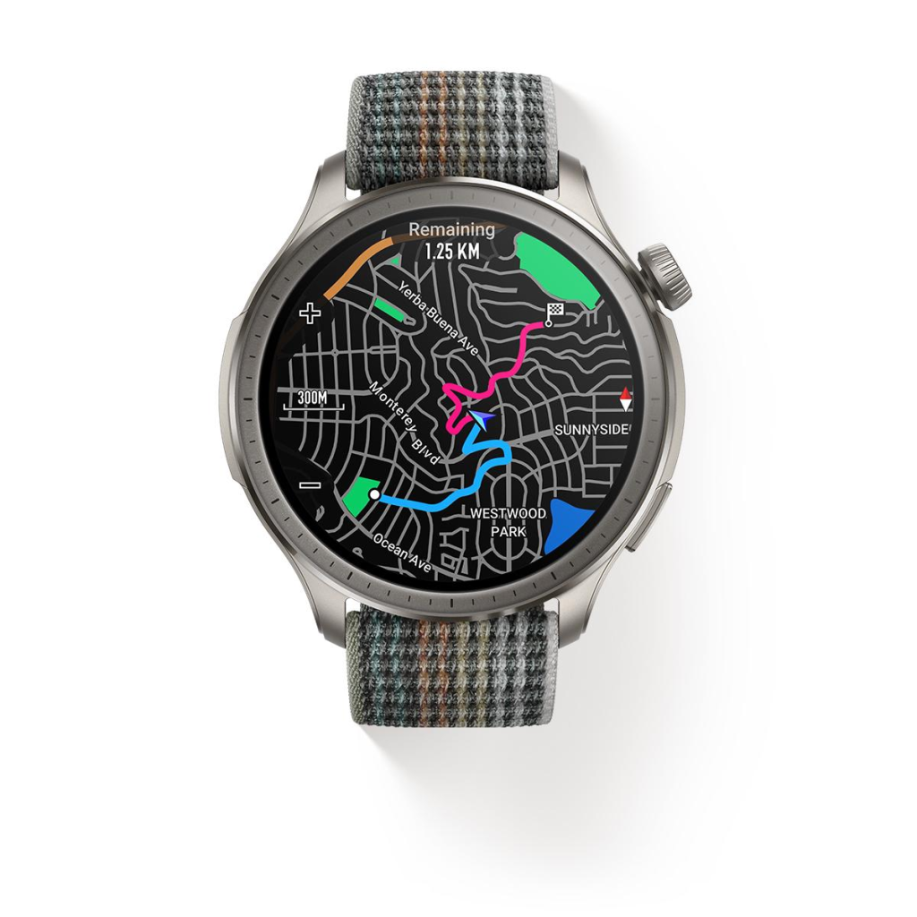 Amazfit 离线地图：展示直观的路名，提升了导航功能，让跑步、徒步履行，或寻找新餐厅皆更加容易。